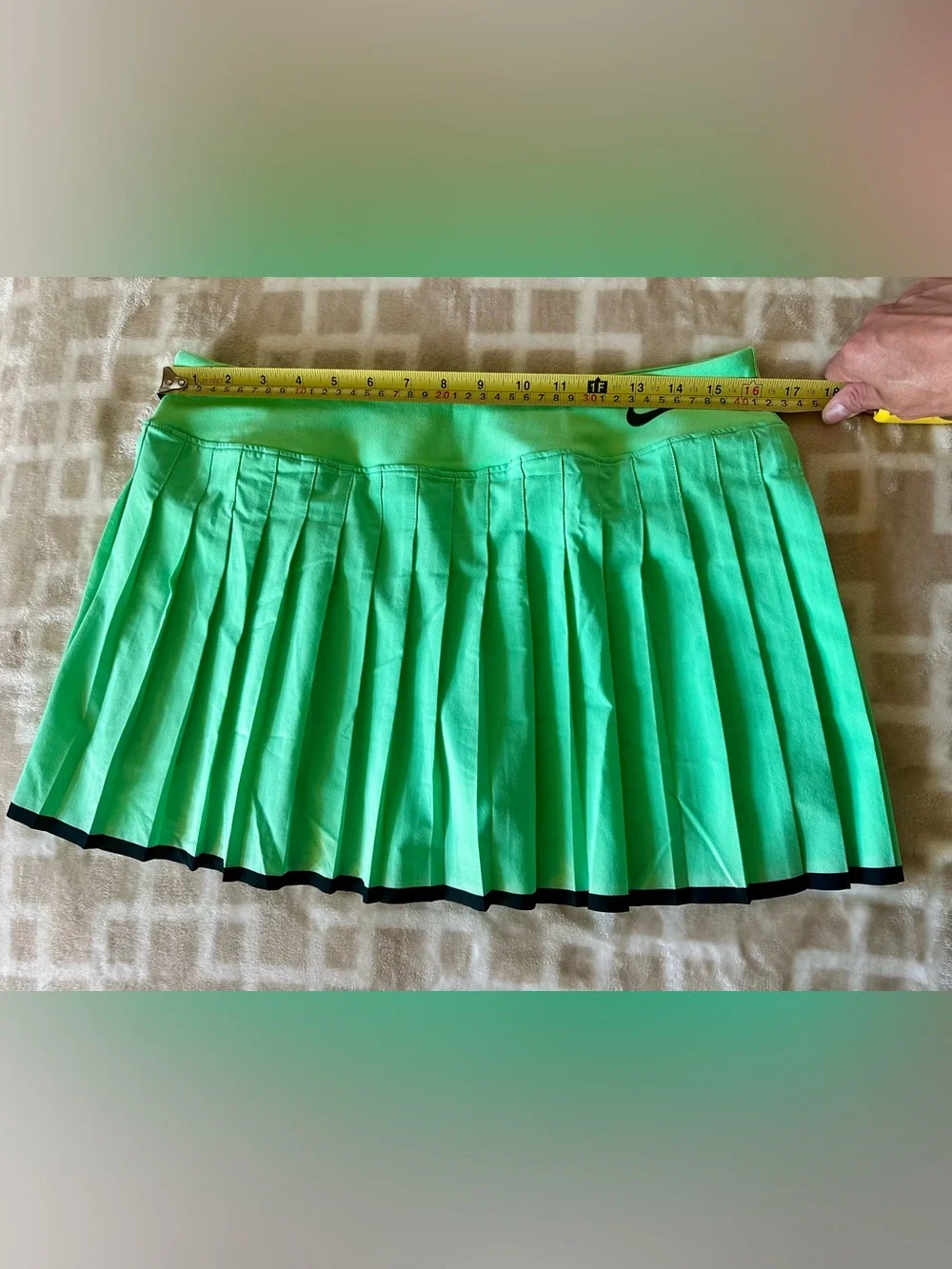 Nike Women's Vibrant Green Pleated Skater Skort with Black Hem